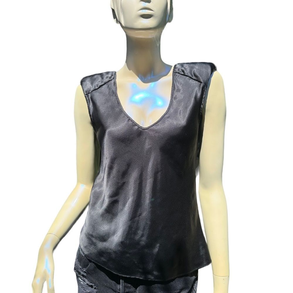 Vintage Black Faux Silk Top